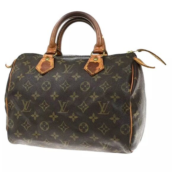 LOUIS VUITTON Speedy 25 Travel Hand Bag Monogram Leather Brown - Picture 1 of 16